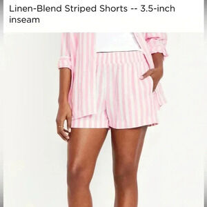 Old Navy Linen Blend Striped Shorts NWT